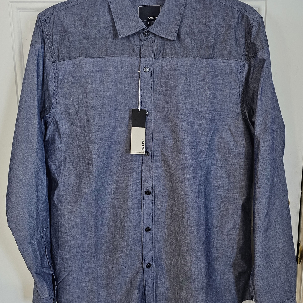 Men's WEIV Blue Button Down Shirt (Size L)